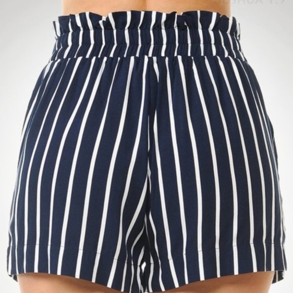 SHORTS striped tie pockets ladies womens summer - Picture 2 of 4